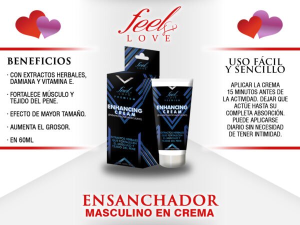 Imagen de la crema ensanchadora masculina Enhance Cream de 60 ml, con extractos herbales y vitamina E.