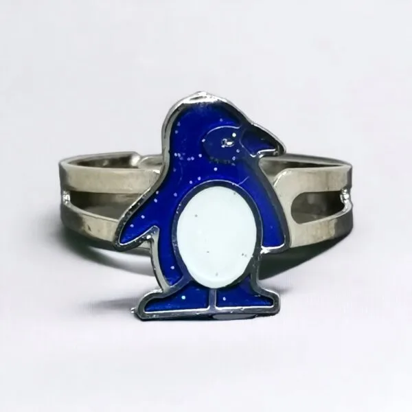 Anillo Termocrómico de Cobre - Cambia de Color según tu Humor con Diseño de Pingüino