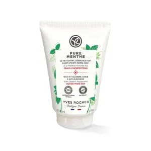 Gel Facial Limpiador 3 en 1 Pure Menthe de Yves Rocher para limpieza, exfoliación y reducción de puntos negros